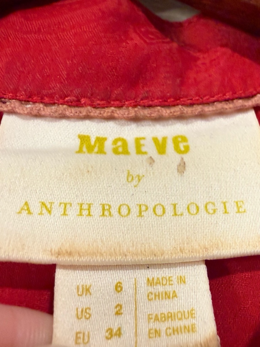 Maeve by Anthropologie Red Puff Sleeve Blouse Scarlett Red Lavoie Button Down 2 - Picture 5 of 10